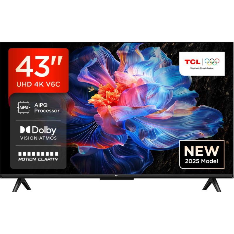 01 TCL_43_V6C_KEYVI_Front_800x800 TCL V6C-UK 43" 4K Ultra HD DLED HDR Google Smart TV - Imagen 1